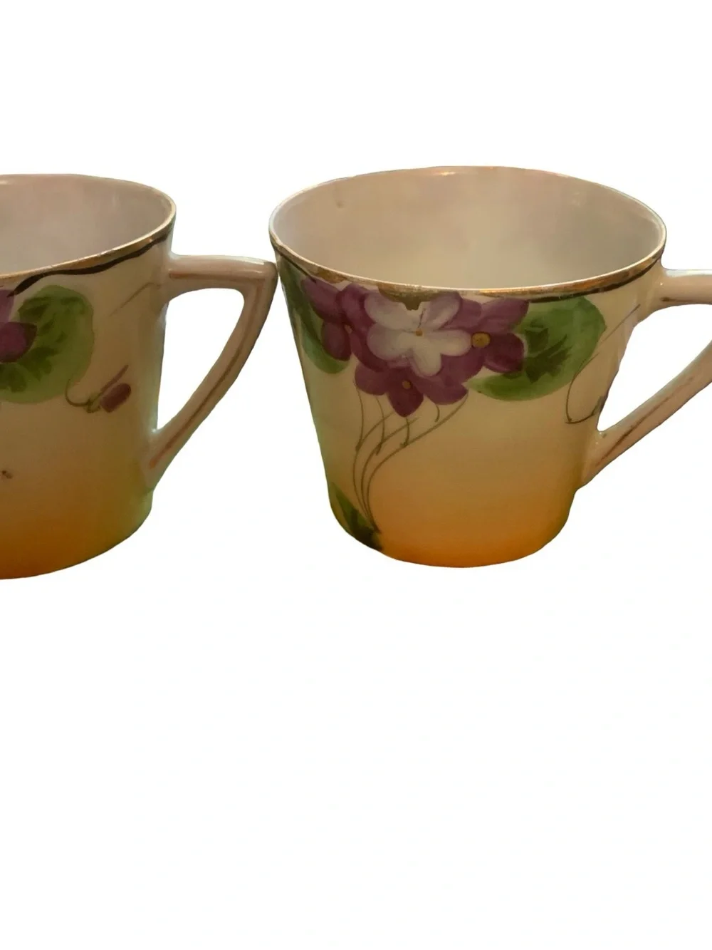 Nippon Art Nouveau Hand Painted Violets 4 Tea Cups & Saucers See Description‎